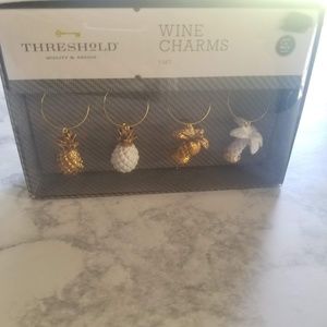 Threshold Wine Charms-Gold White-Glaze Pineapples